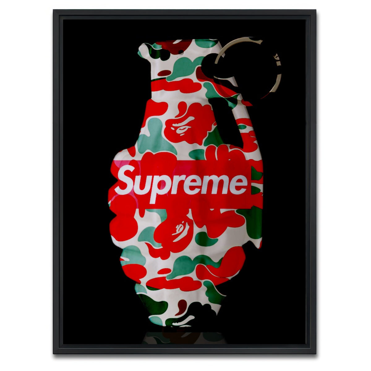 AUTO-MOCKUP WHITE | Supreme Camo LV Grenade | 1 Piece | Black Framed Canvas | group=3x4