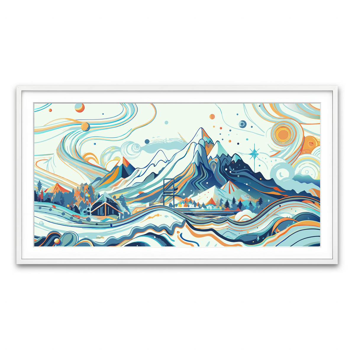 Framed Print 2x1 White