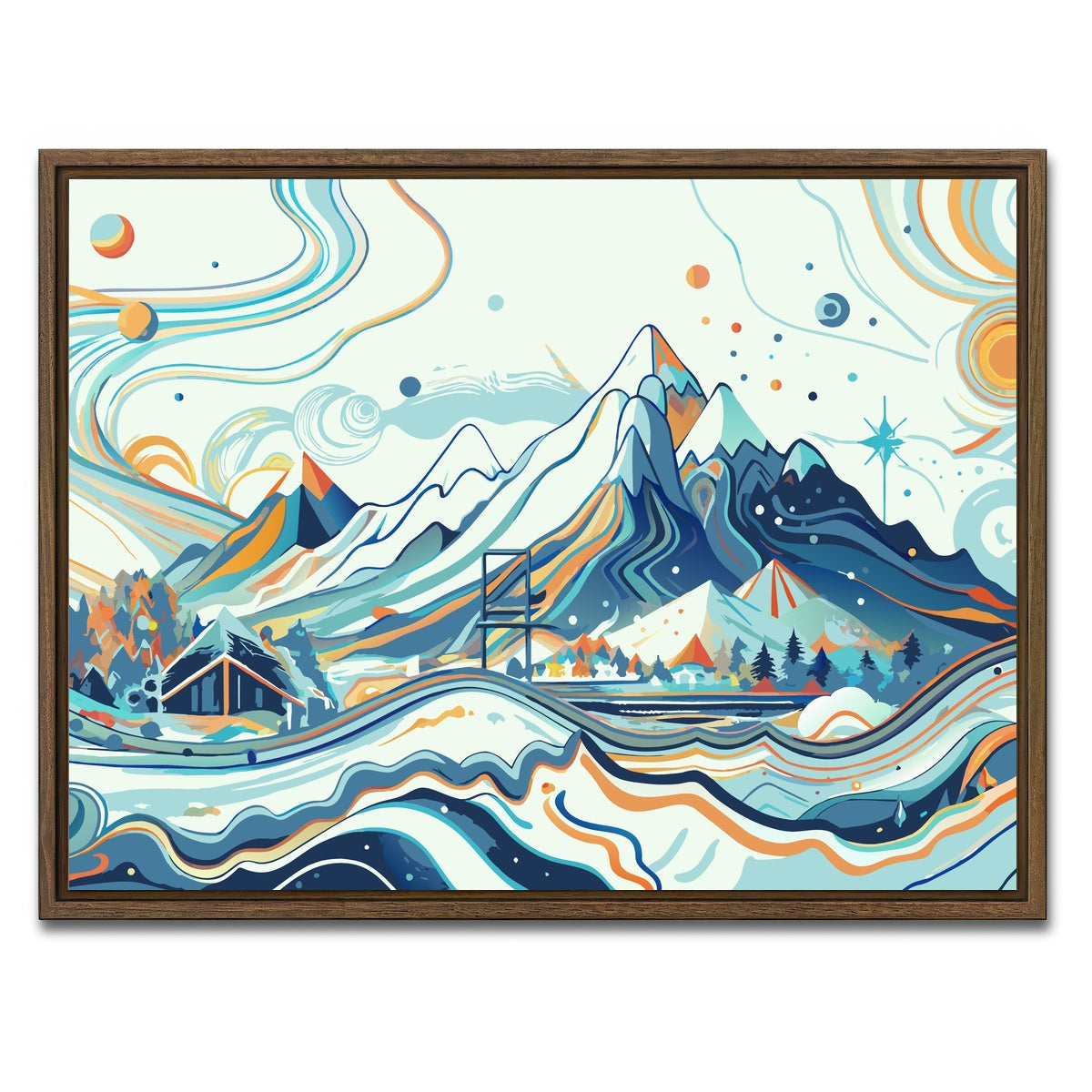 AUTO-MOCKUP WHITE | Surreal Mountain Landscape | 1 Piece | Walnut Framed Canvas | group=4x3