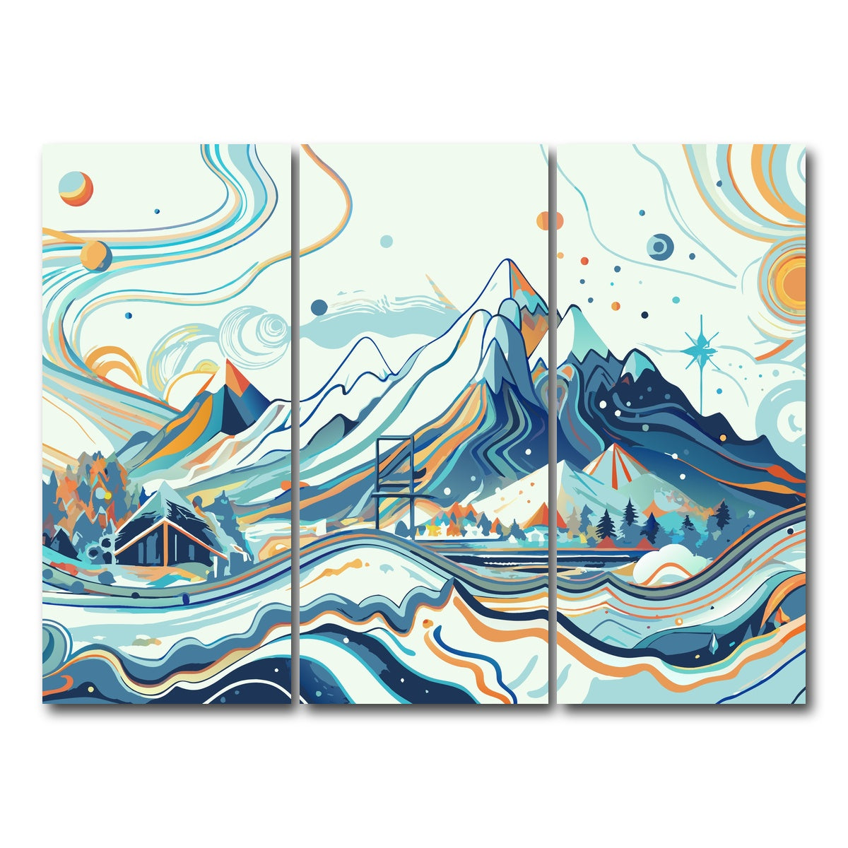 AUTO-MOCKUP WHITE | Surreal Mountain Landscape | 3 Piece | Gallery Wrap Canvas | group=8x18