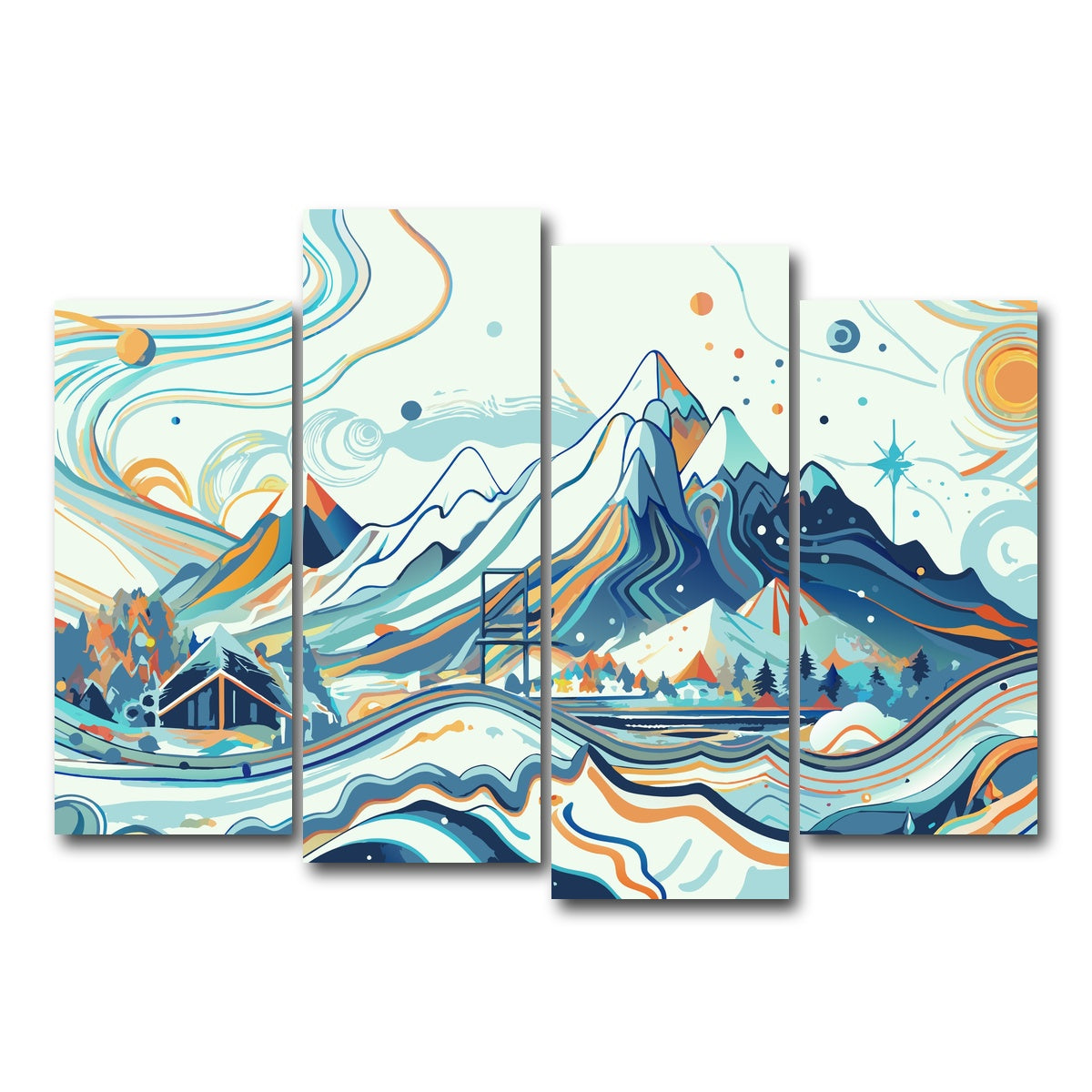 AUTO-MOCKUP WHITE | Surreal Mountain Landscape | 4 Piece | Gallery Wrap Canvas | group=4_normal