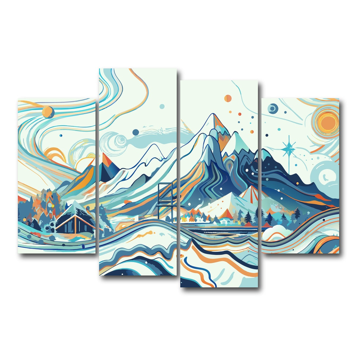 AUTO-MOCKUP WHITE | Surreal Mountain Landscape | 4 Piece | Gallery Wrap Canvas | group=4_short