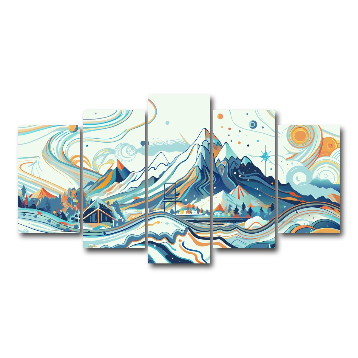 AUTO-MOCKUP WHITE | Surreal Mountain Landscape | 5 Piece | Gallery Wrap Canvas | group=5_normal