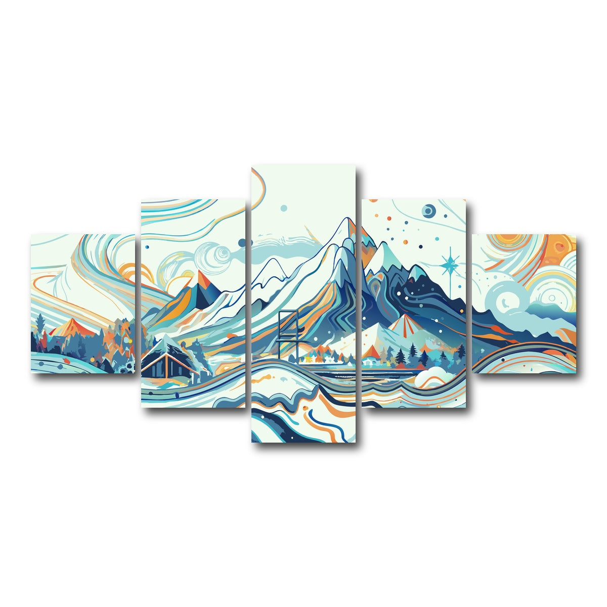 AUTO-MOCKUP WHITE | Surreal Mountain Landscape | 5 Piece | Gallery Wrap Canvas | group=5_short