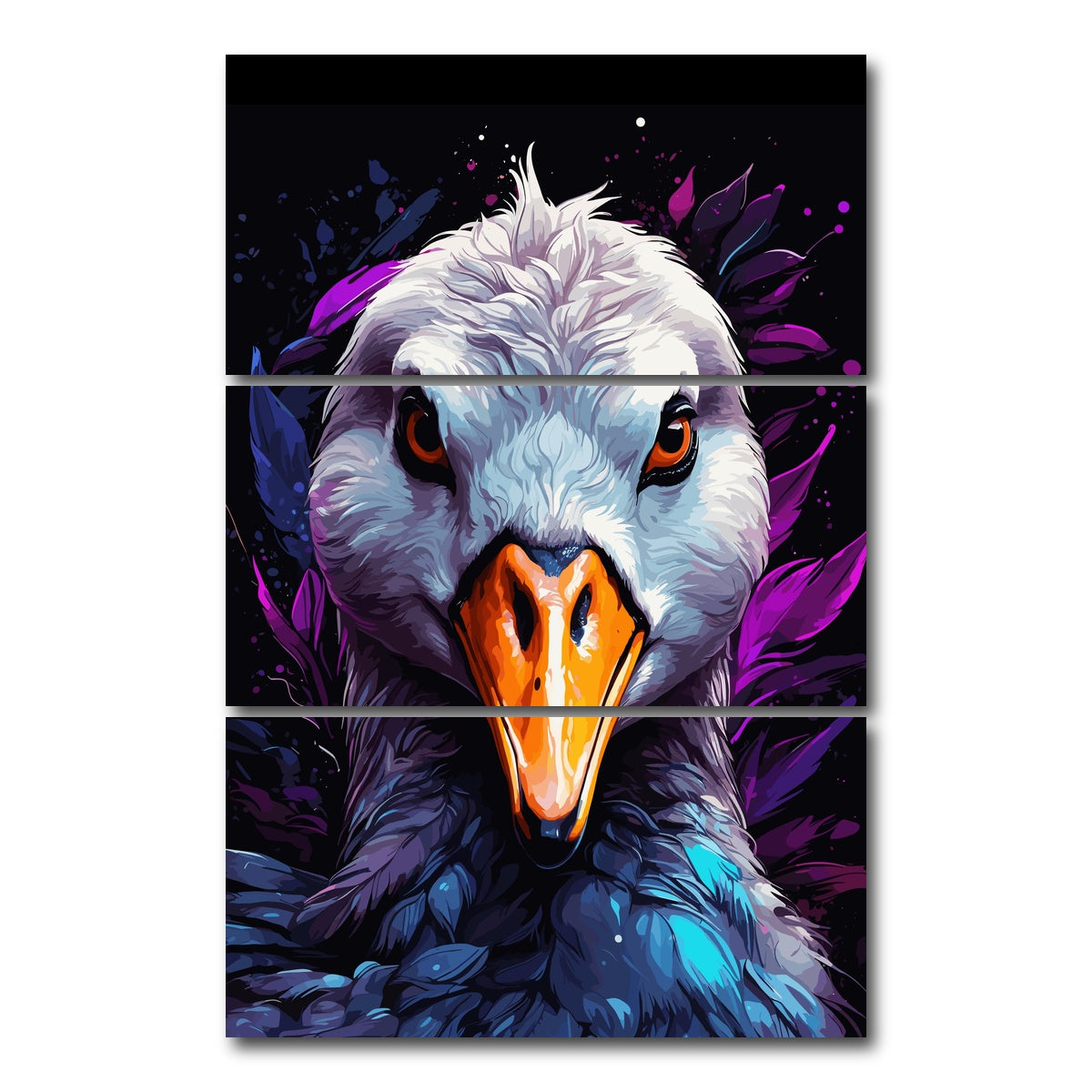 AUTO-MOCKUP WHITE | Swan Animal Colorful | 3 Piece | Gallery Wrap Canvas | group=12x24_stacked