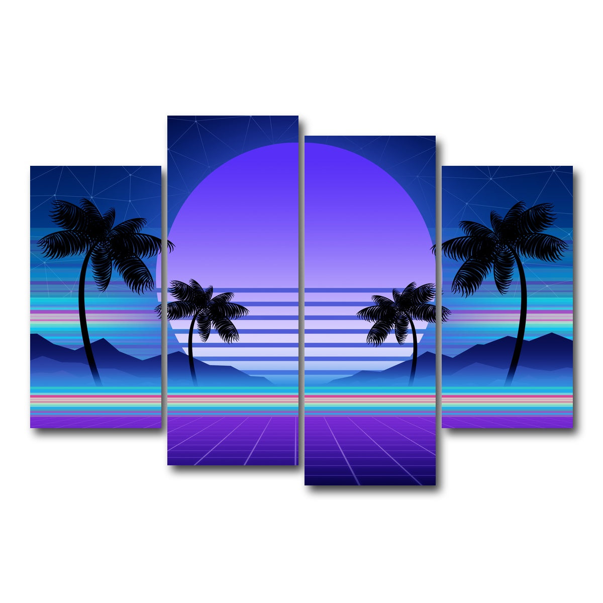 AUTO-MOCKUP WHITE | Synthwave and retrowave | 4 Piece | Gallery Wrap Canvas | group=4_short
