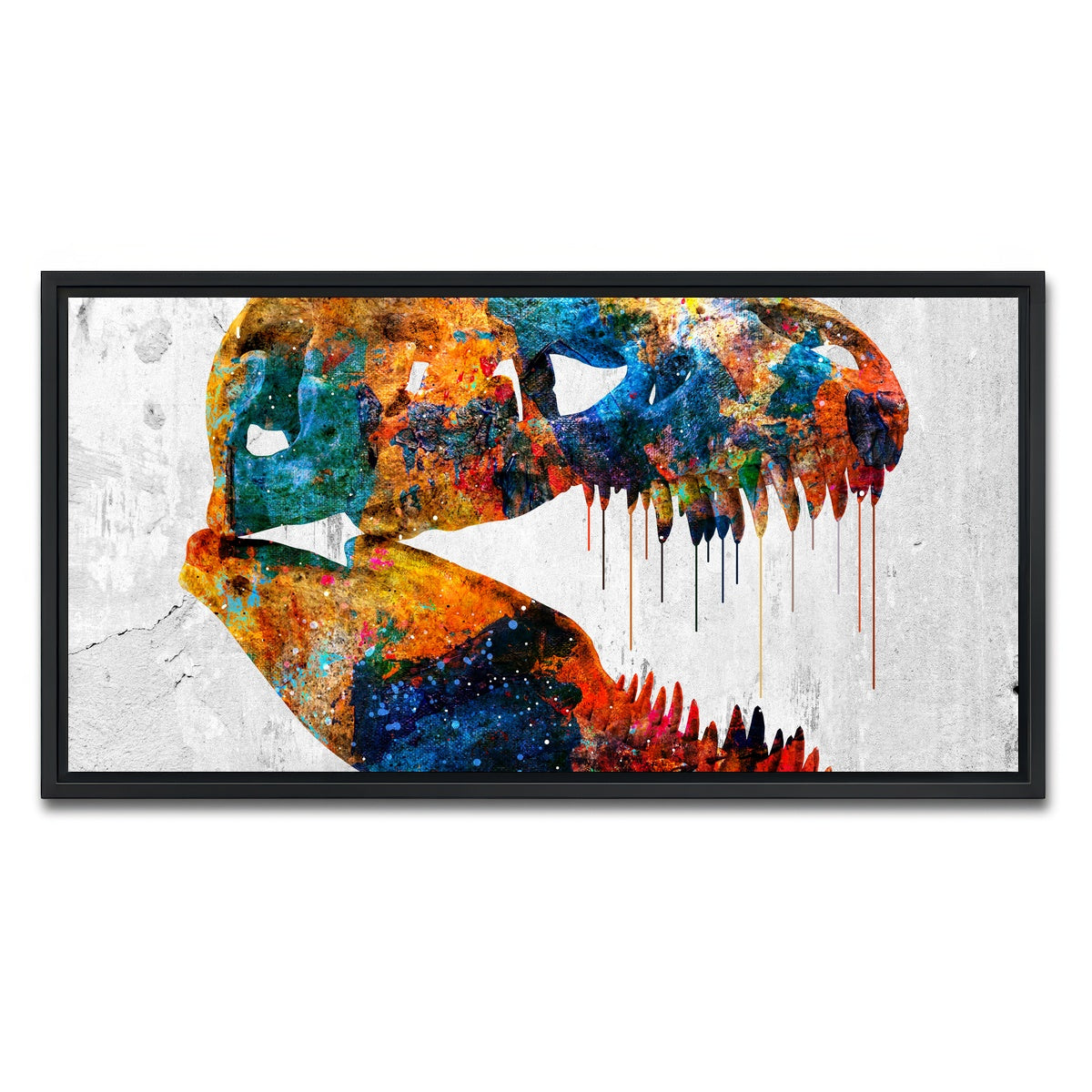 AUTO-MOCKUP WHITE | T-Rex skull | 1 Piece | Black Framed Canvas | group=2x1