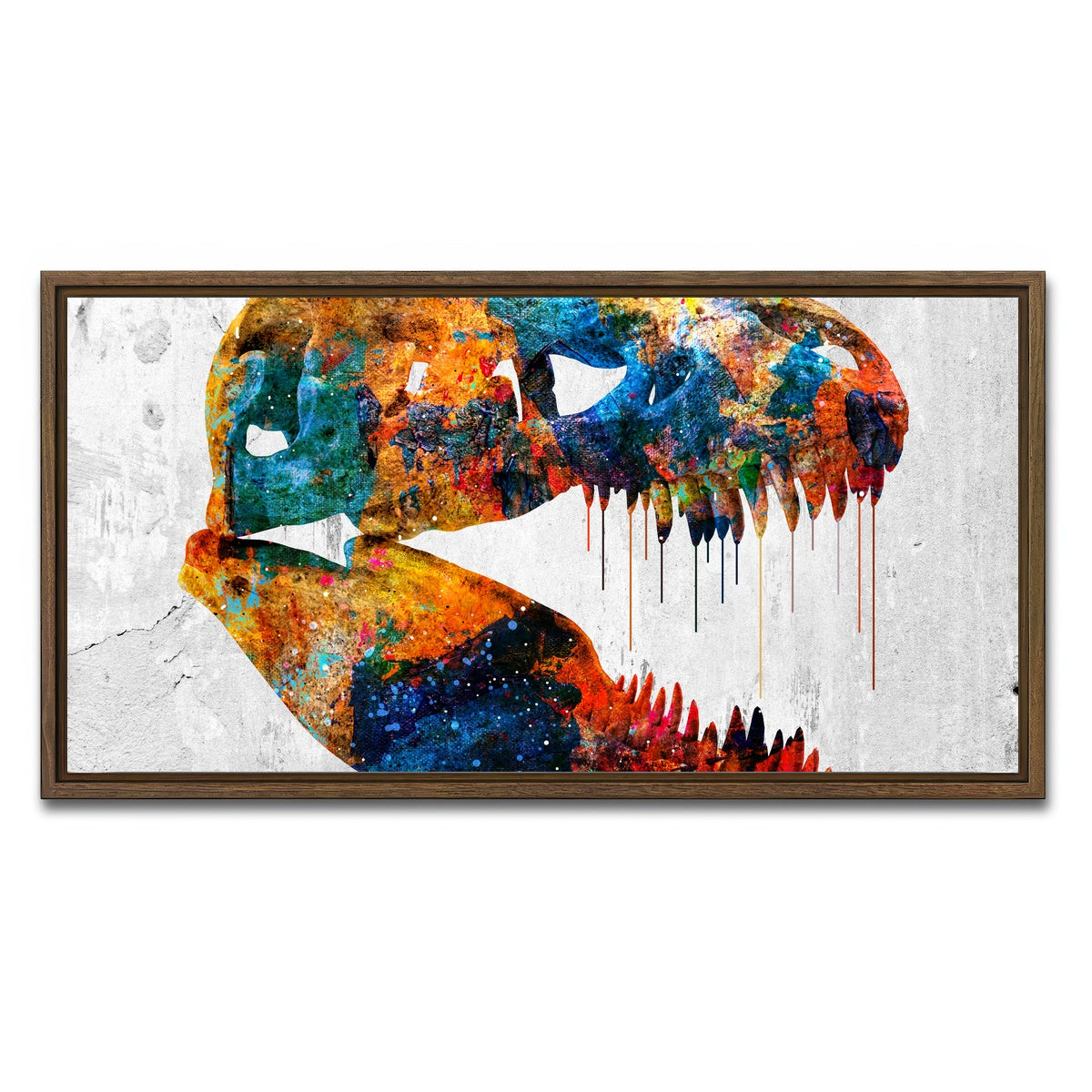 AUTO-MOCKUP WHITE | T-Rex skull | 1 Piece | Walnut Framed Canvas | group=2x1