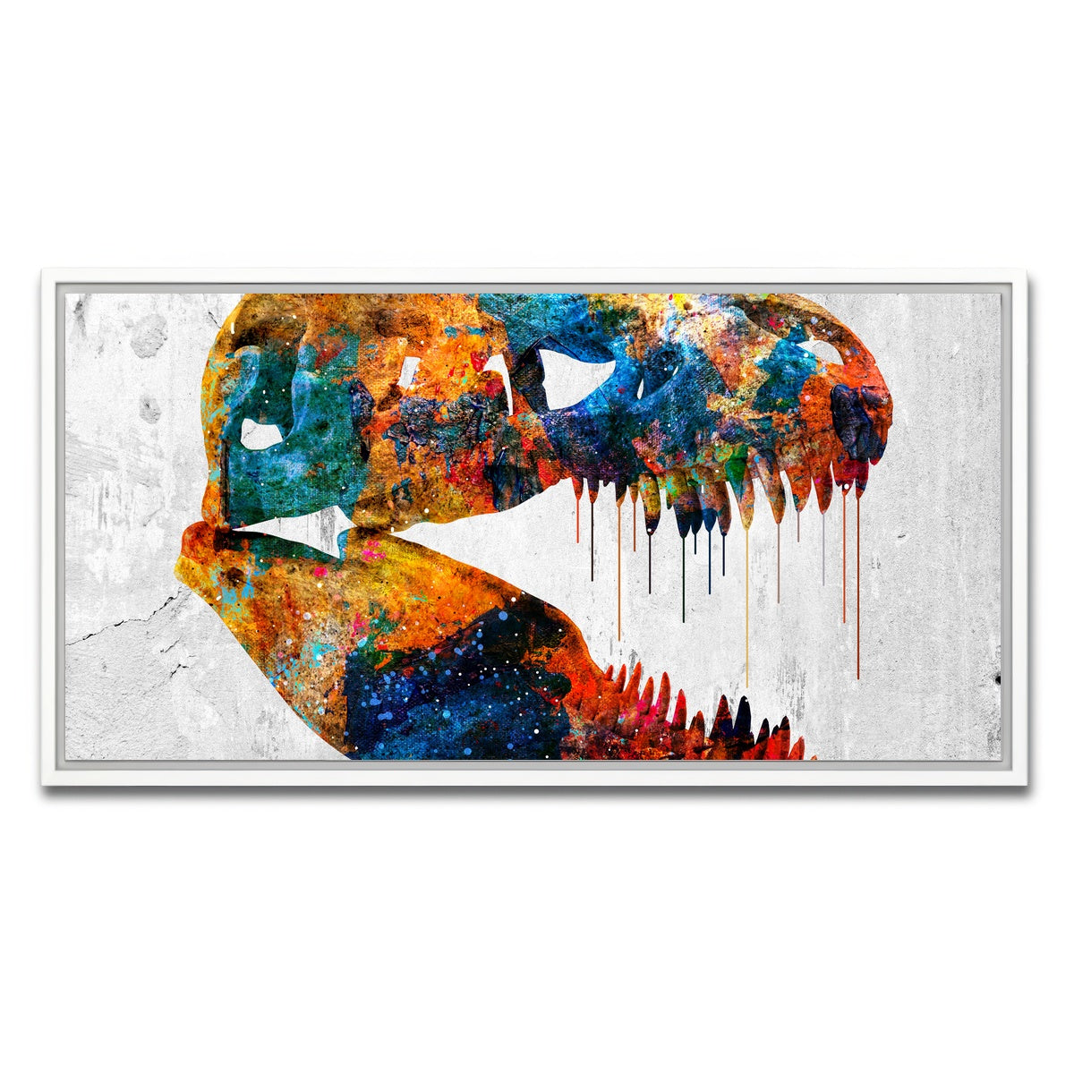 AUTO-MOCKUP WHITE | T-Rex skull | 1 Piece | White Framed Canvas | group=2x1
