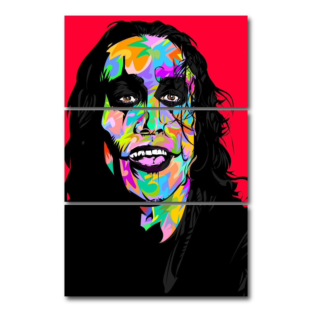 AUTO-MOCKUP WHITE | THE CROW in Red | 3 Piece | Gallery Wrap Canvas | group=12x24_stacked