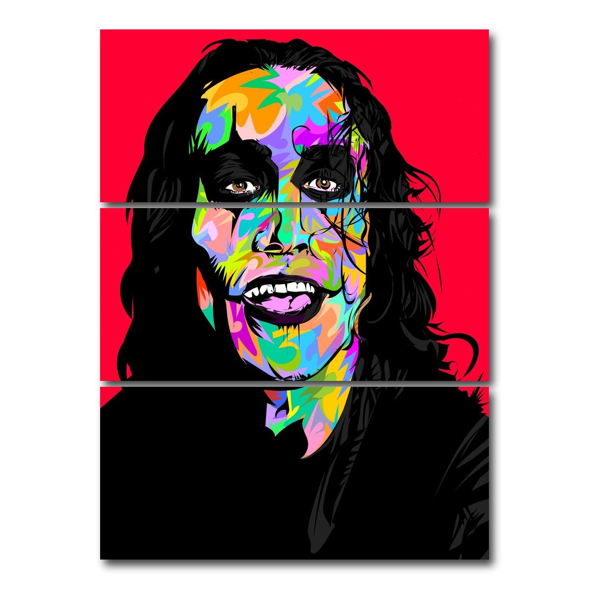 AUTO-MOCKUP WHITE | THE CROW in Red | 3 Piece | Gallery Wrap Canvas | group=8x18_stacked