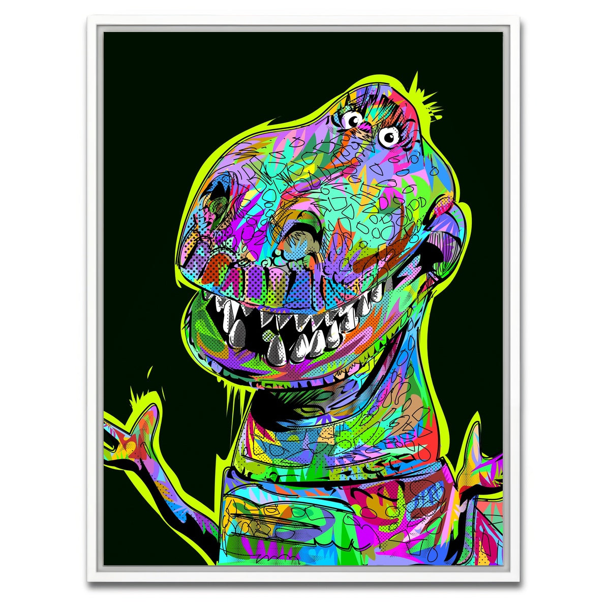 AUTO-MOCKUP WHITE | TYRANNOSAURUS | 1 Piece | White Framed Canvas | group=3x4