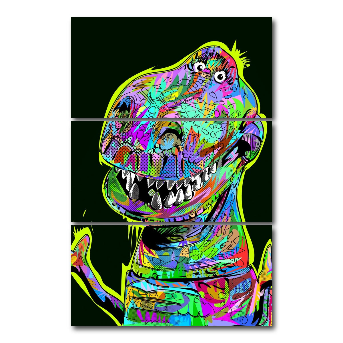 AUTO-MOCKUP WHITE | TYRANNOSAURUS | 3 Piece | Gallery Wrap Canvas | group=12x24_stacked