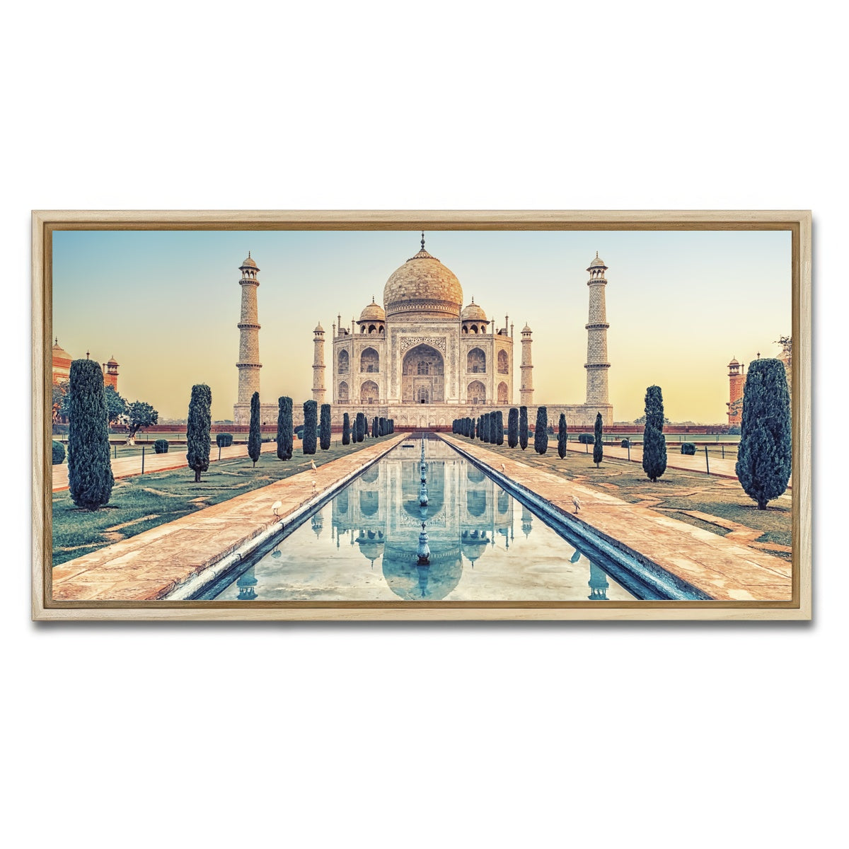 AUTO-MOCKUP WHITE | Taj Mahal Mausoleum | 1 Piece | Natural Framed Canvas | group=2x1