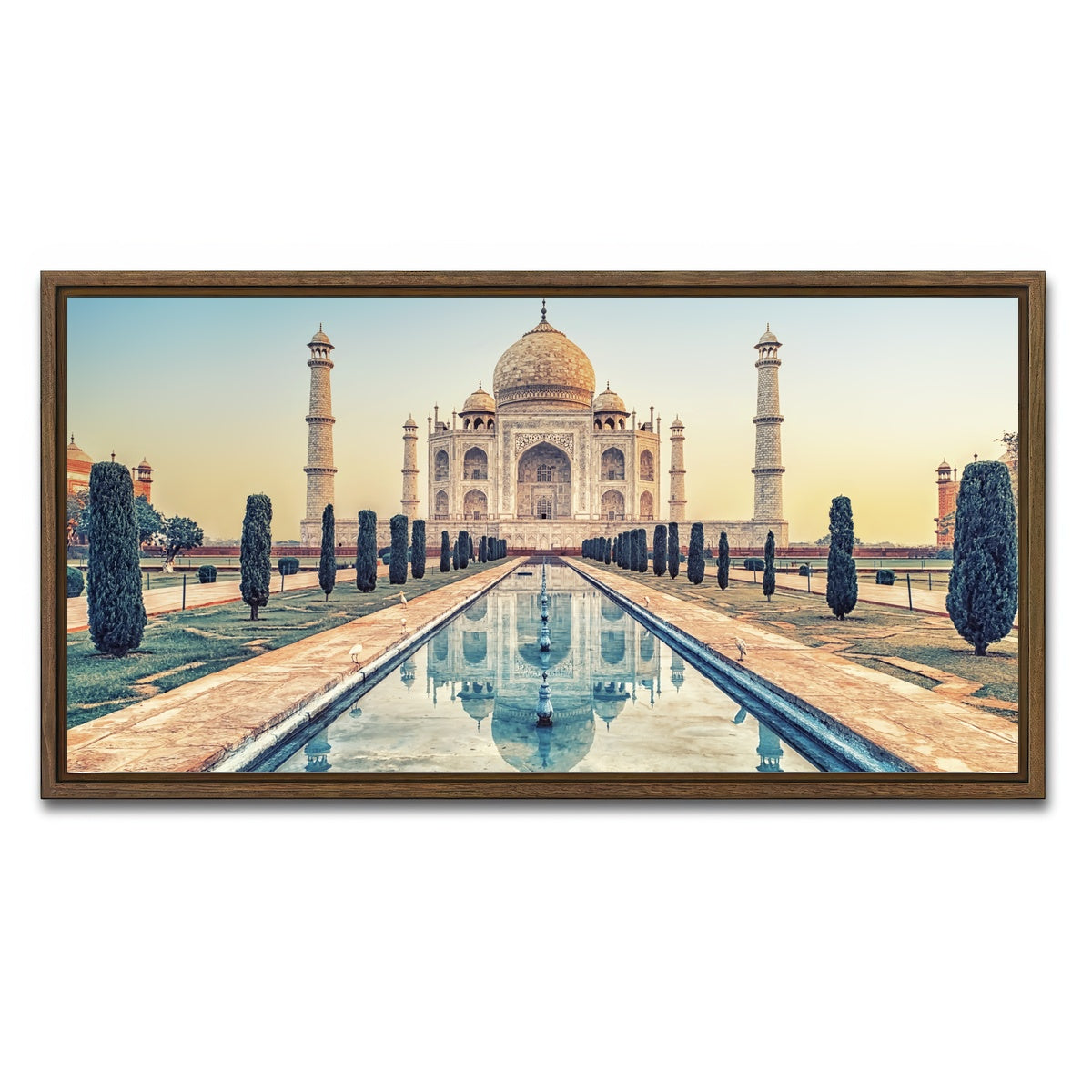 AUTO-MOCKUP WHITE | Taj Mahal Mausoleum | 1 Piece | Walnut Framed Canvas | group=2x1