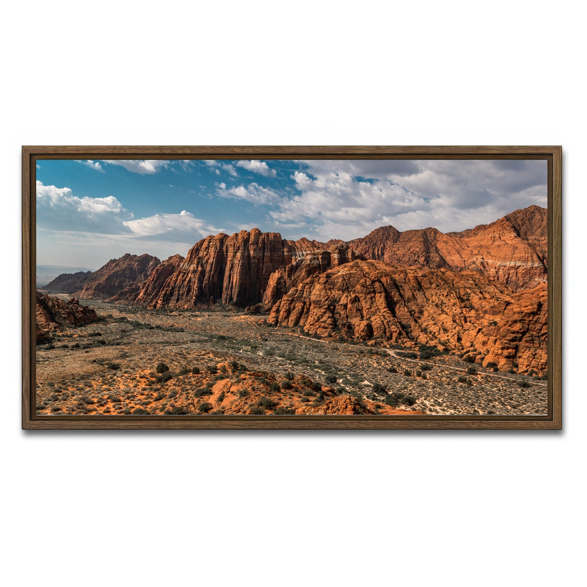 AUTO-MOCKUP WHITE | Tan & Blue | 1 Piece | Walnut Framed Canvas | group=2x1