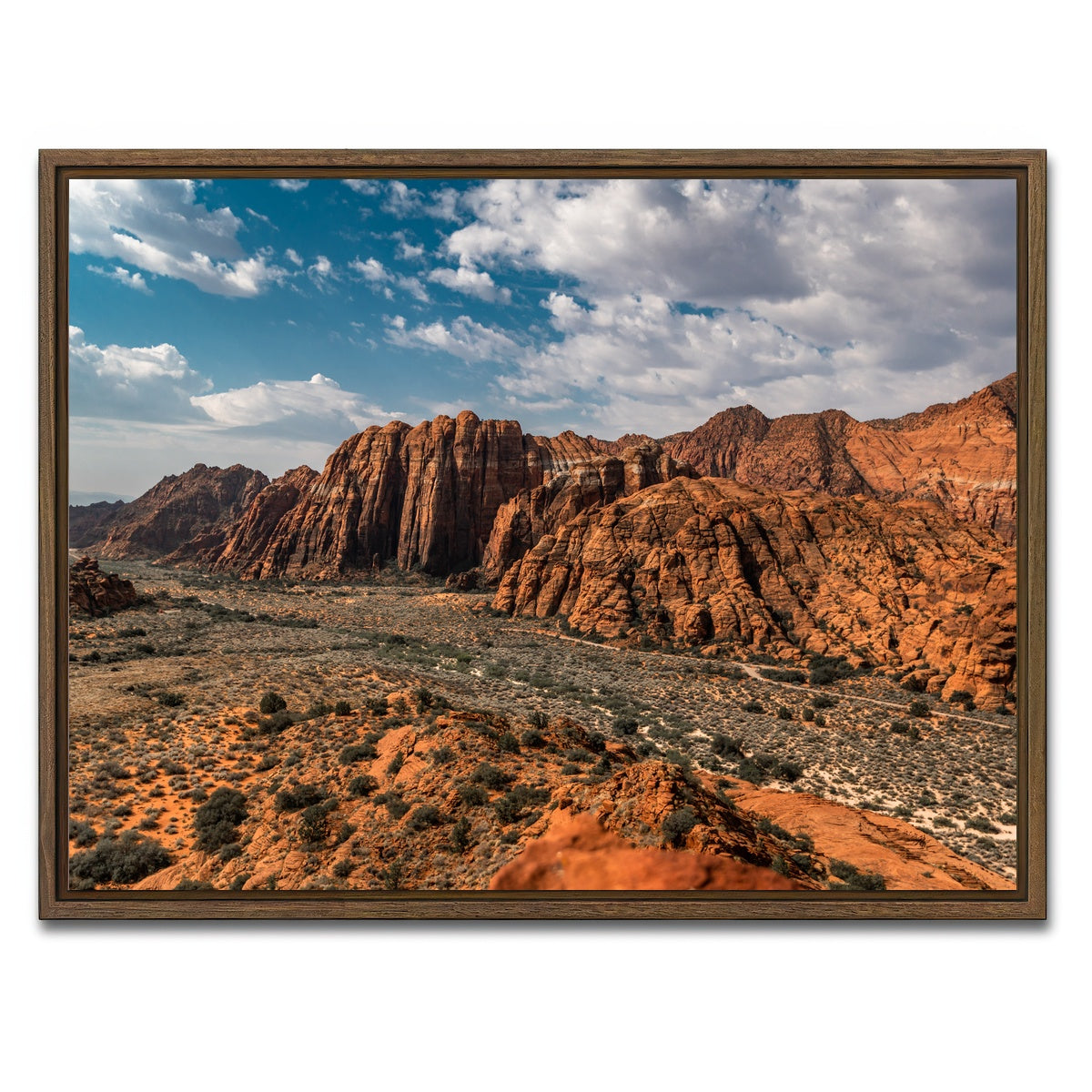 AUTO-MOCKUP WHITE | Tan & Blue | 1 Piece | Walnut Framed Canvas | group=4x3