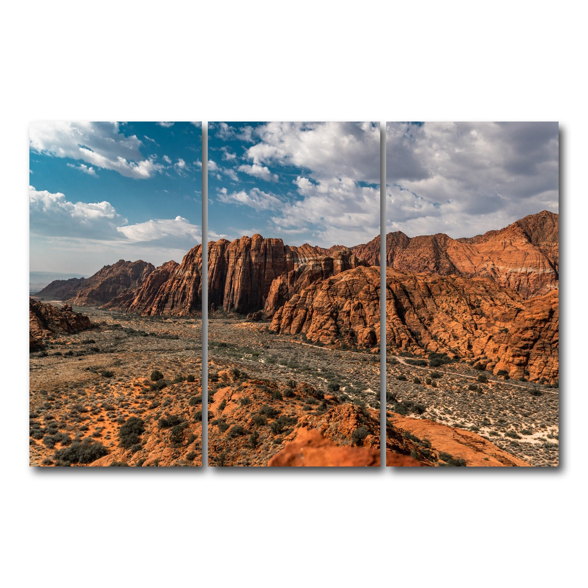 AUTO-MOCKUP WHITE | Tan & Blue | 3 Piece | Gallery Wrap Canvas | group=12x24