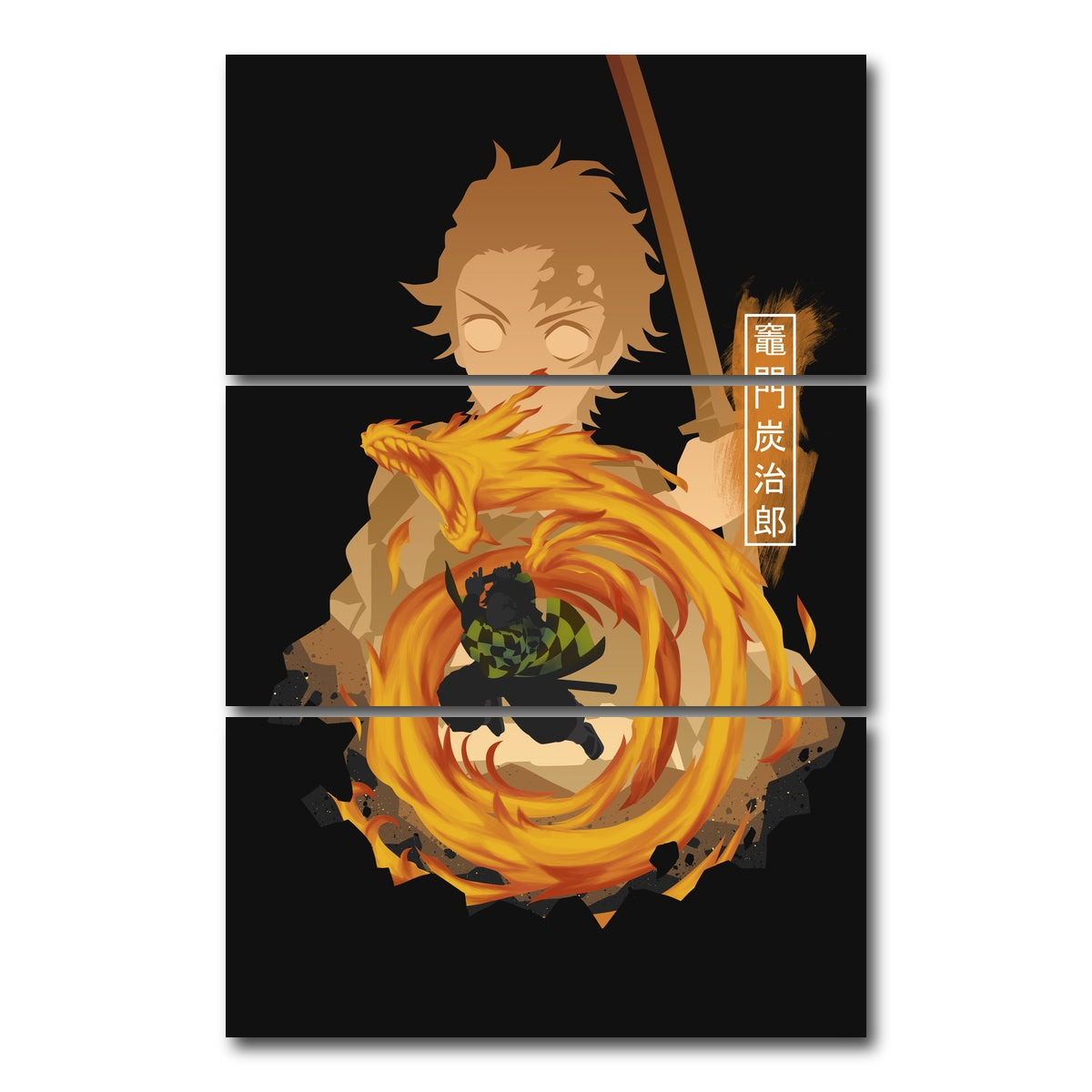 AUTO-MOCKUP WHITE | Tanjiro | 3 Piece | Gallery Wrap Canvas | group=12x24_stacked