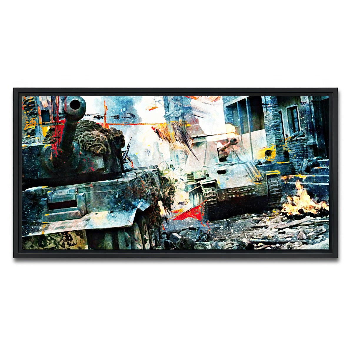 AUTO-MOCKUP WHITE | Tank Battle | 1 Piece | Black Framed Canvas | group=2x1