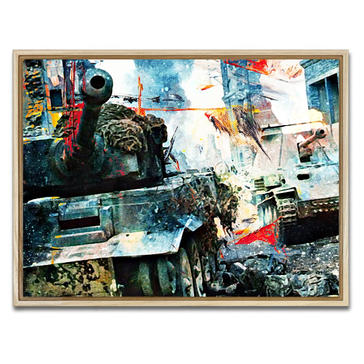 AUTO-MOCKUP WHITE | Tank Battle | 1 Piece | Natural Framed Canvas | group=4x3