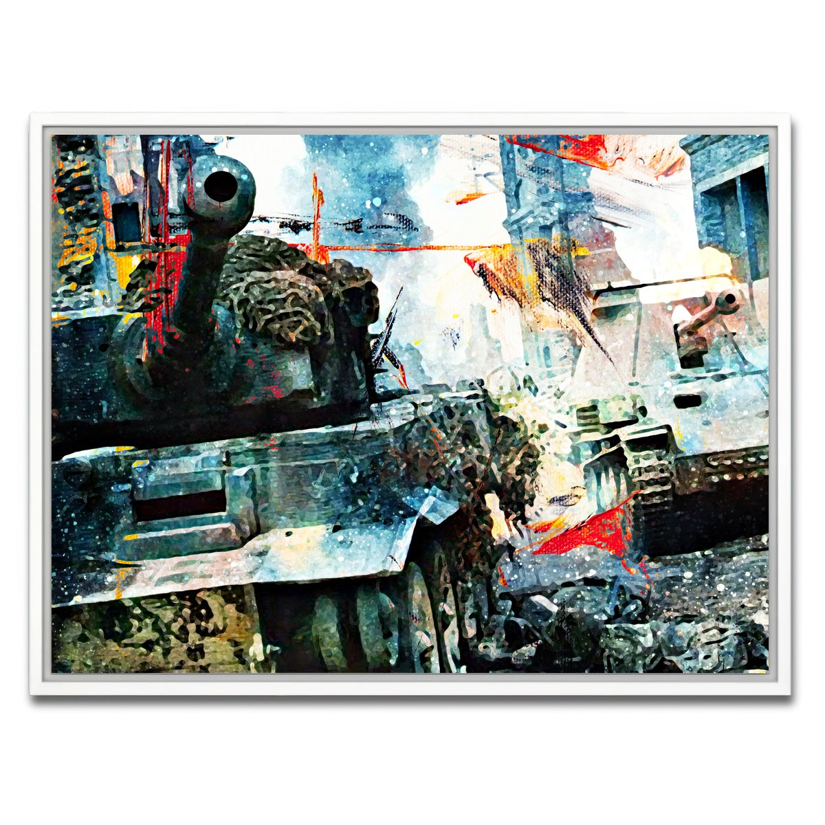 AUTO-MOCKUP WHITE | Tank Battle | 1 Piece | White Framed Canvas | group=4x3