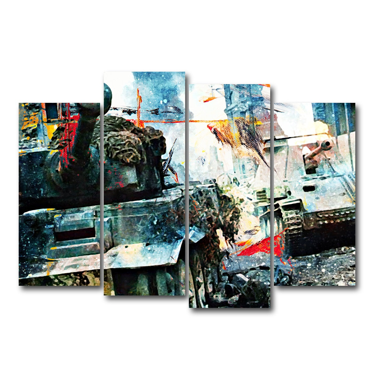 AUTO-MOCKUP WHITE | Tank Battle | 4 Piece | Gallery Wrap Canvas | group=4_normal