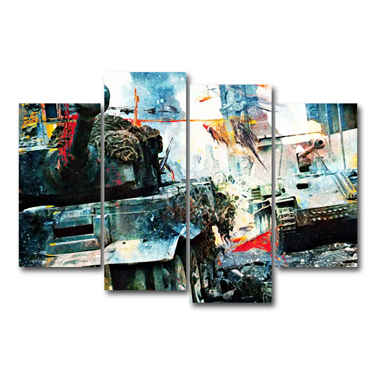 AUTO-MOCKUP WHITE | Tank Battle | 4 Piece | Gallery Wrap Canvas | group=4_short