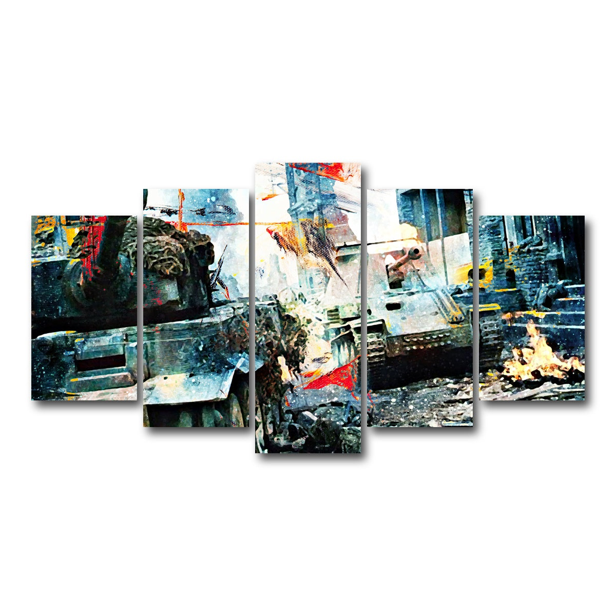 AUTO-MOCKUP WHITE | Tank Battle | 5 Piece | Gallery Wrap Canvas | group=5_normal