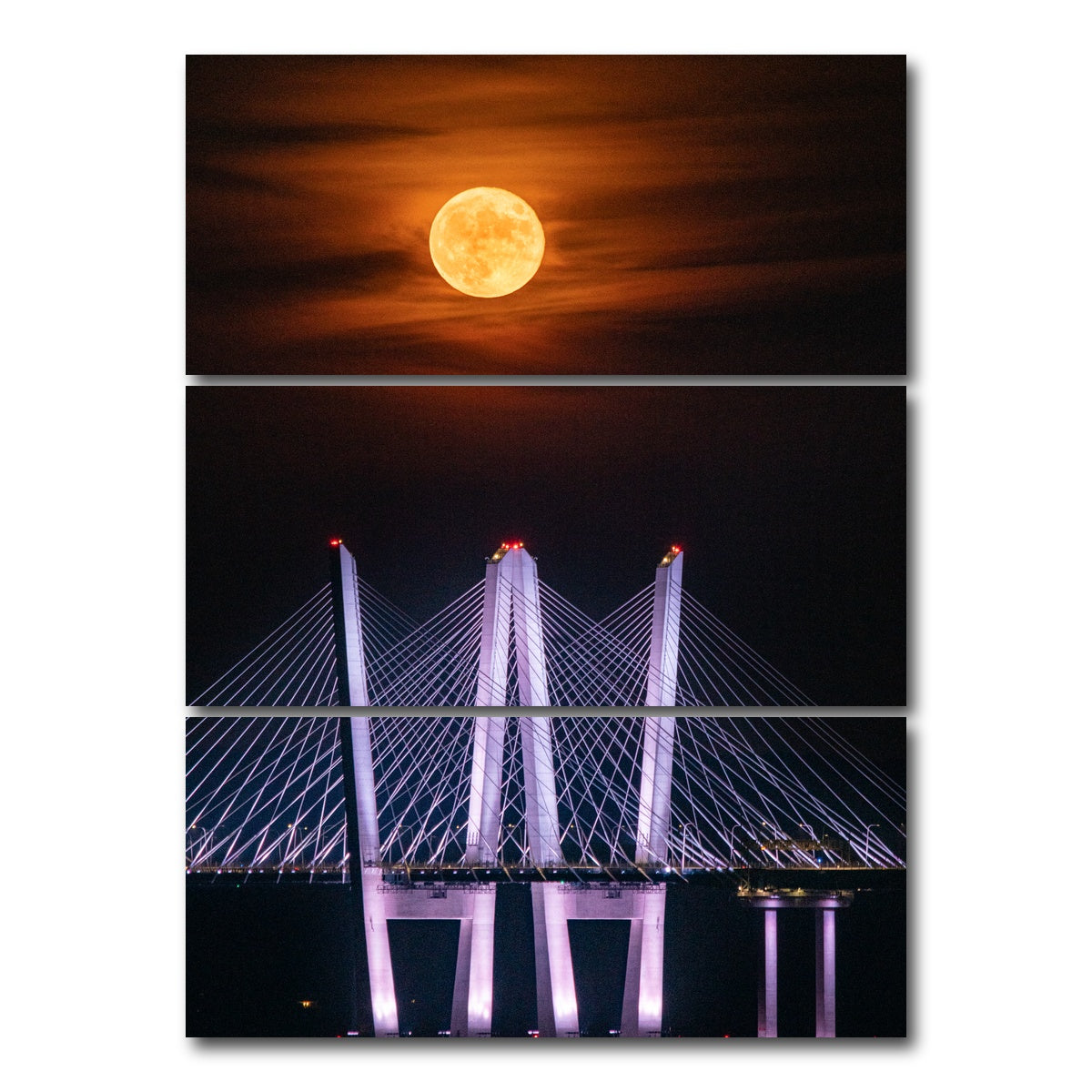 AUTO-MOCKUP WHITE | Tappan Zee Bridge | 3 Piece | Gallery Wrap Canvas | group=8x18_stacked