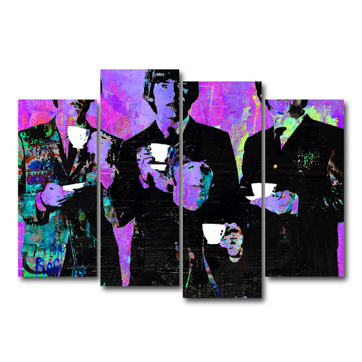 AUTO-MOCKUP WHITE | Tea Time with The Beatles | 4 Piece | Gallery Wrap Canvas | group=4_normal