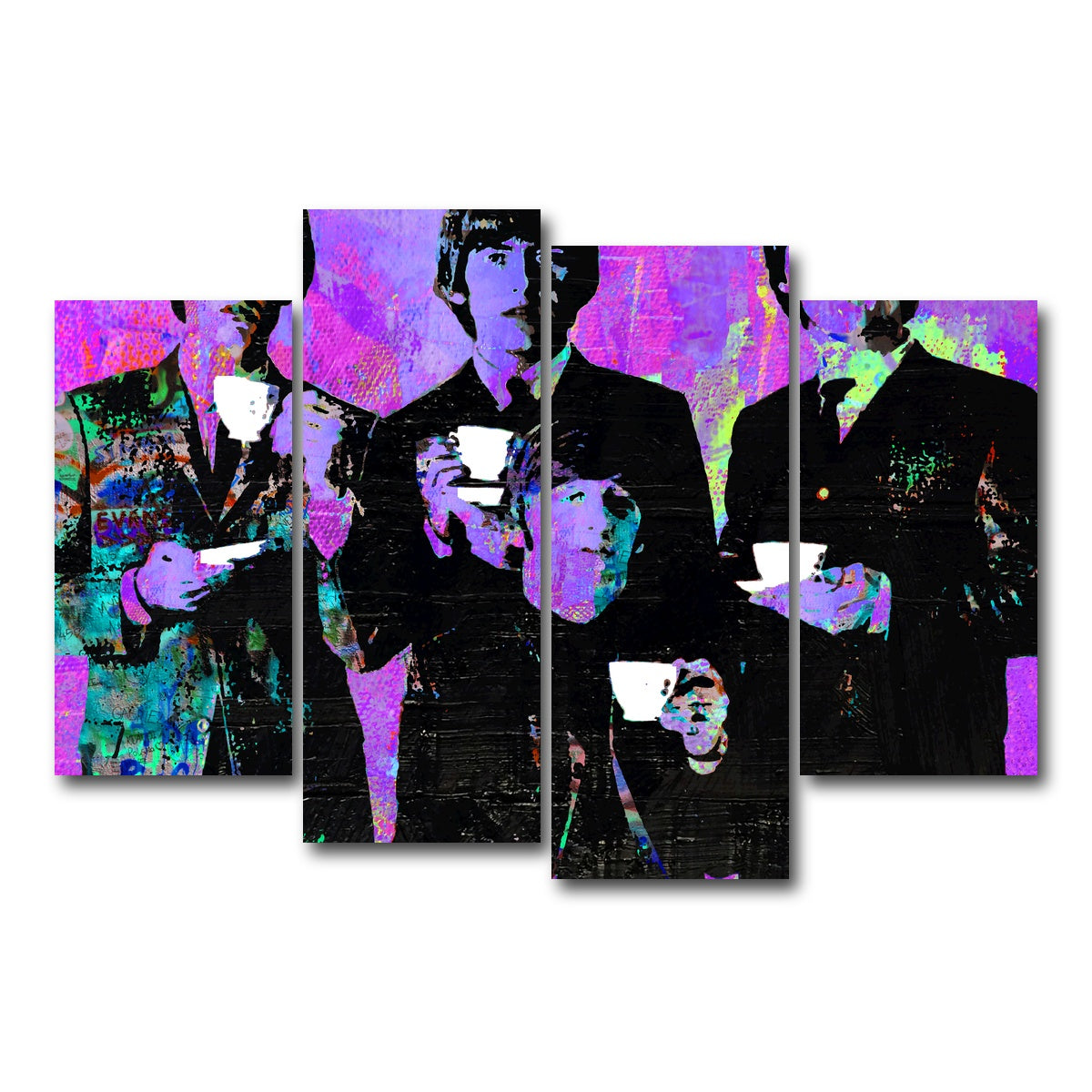 AUTO-MOCKUP WHITE | Tea Time with The Beatles | 4 Piece | Gallery Wrap Canvas | group=4_short