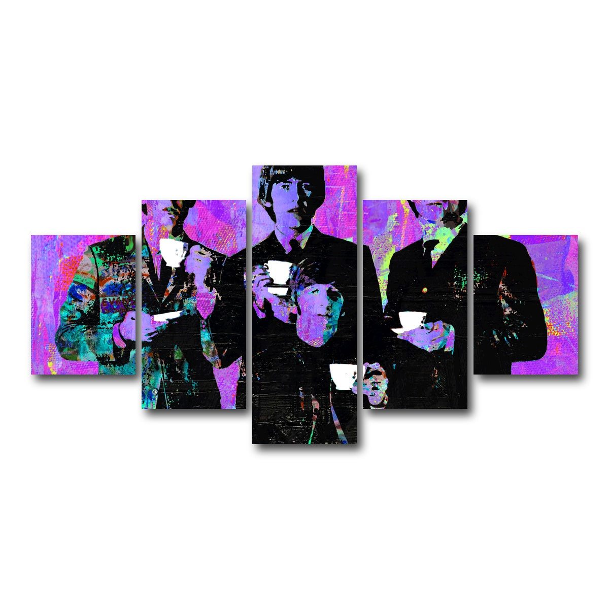 AUTO-MOCKUP WHITE | Tea Time with The Beatles | 5 Piece | Gallery Wrap Canvas | group=5_short