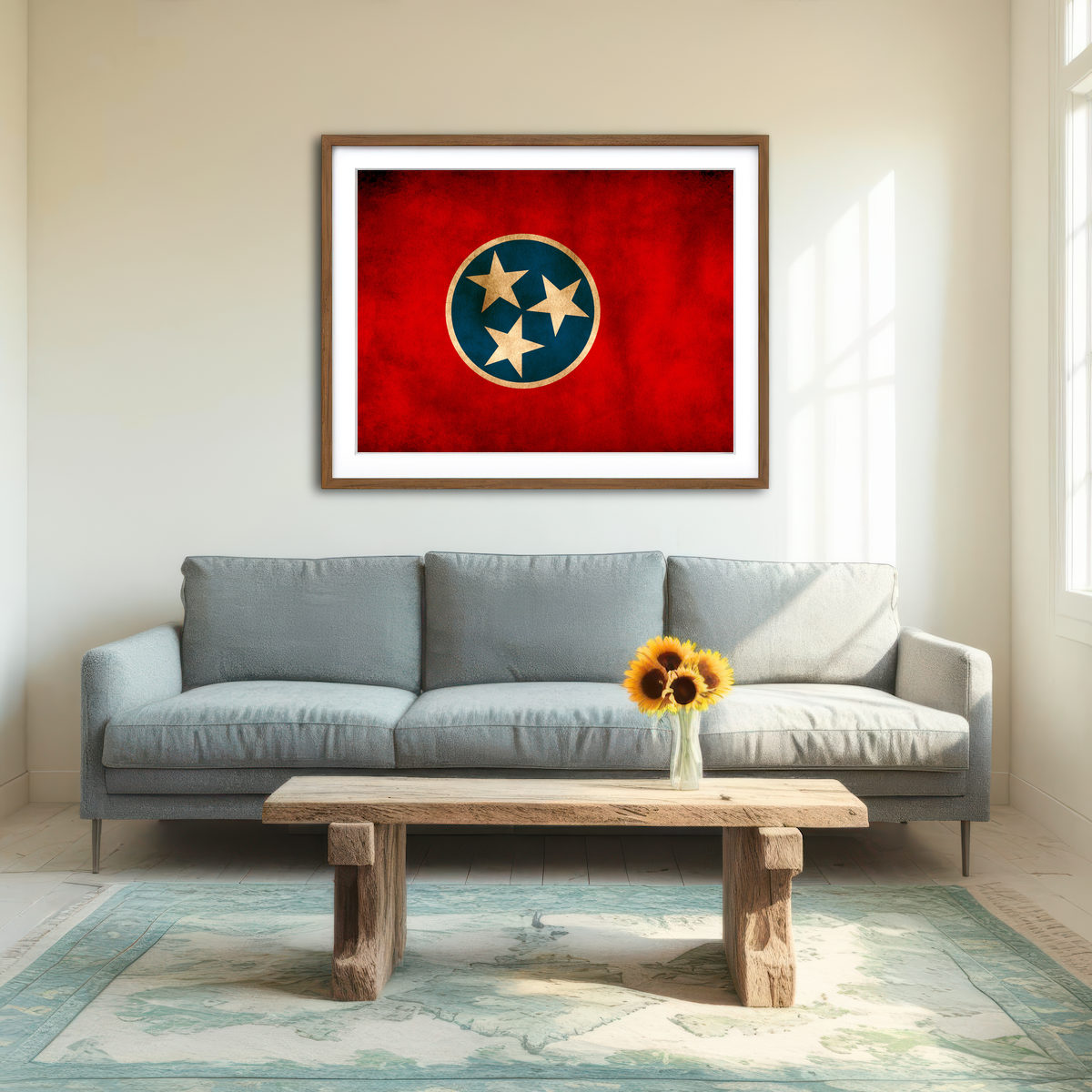 AUTO-MOCKUP ROOM | Tennessee Flag Grunge Wall Art