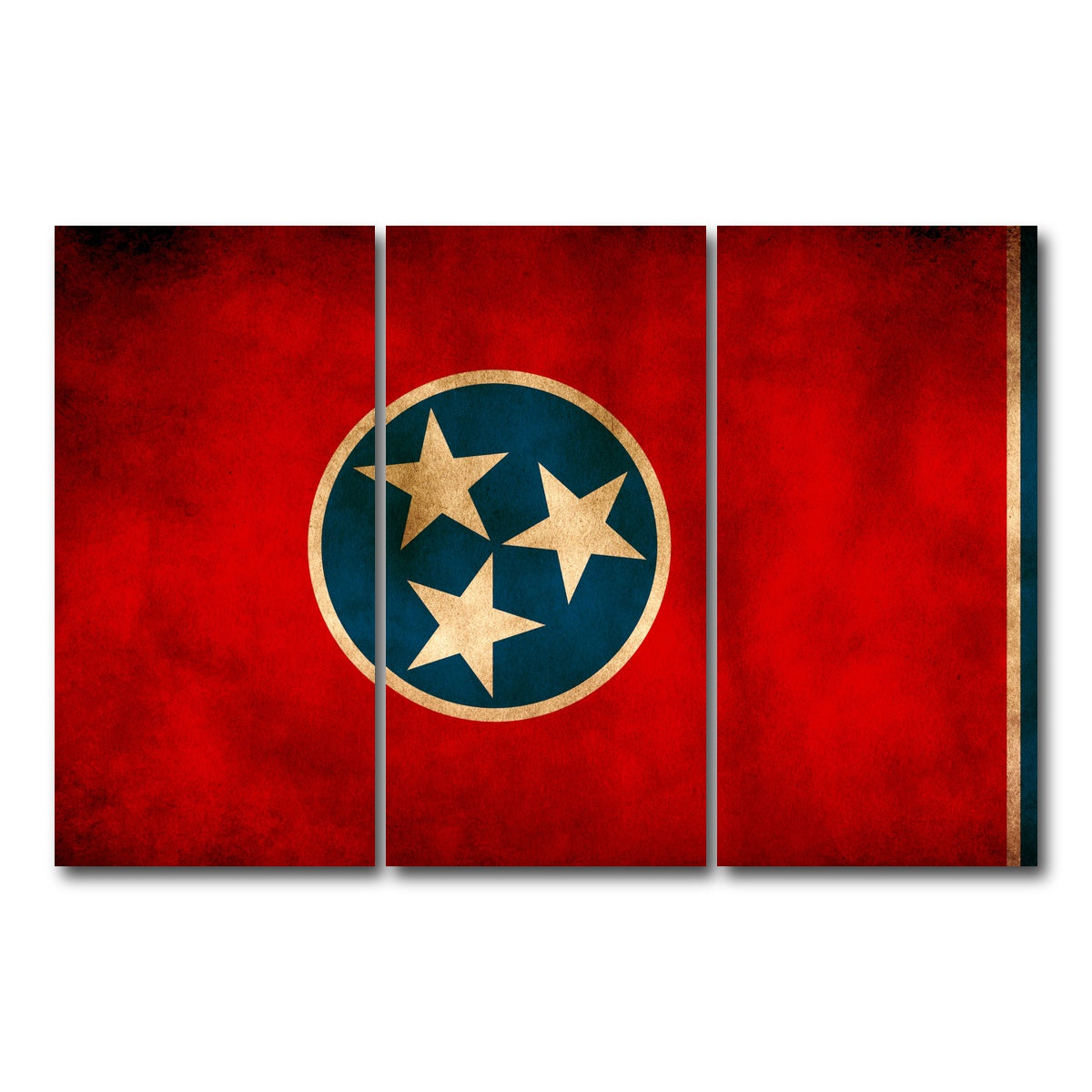 AUTO-MOCKUP WHITE | Tennessee Flag Grunge | 3 Piece | Gallery Wrap Canvas | group=12x24