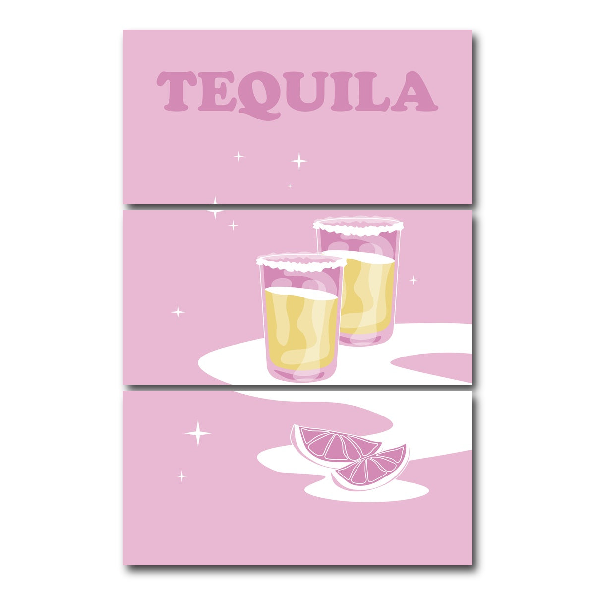 AUTO-MOCKUP WHITE | Tequila For Two | 3 Piece | Gallery Wrap Canvas | group=12x24_stacked