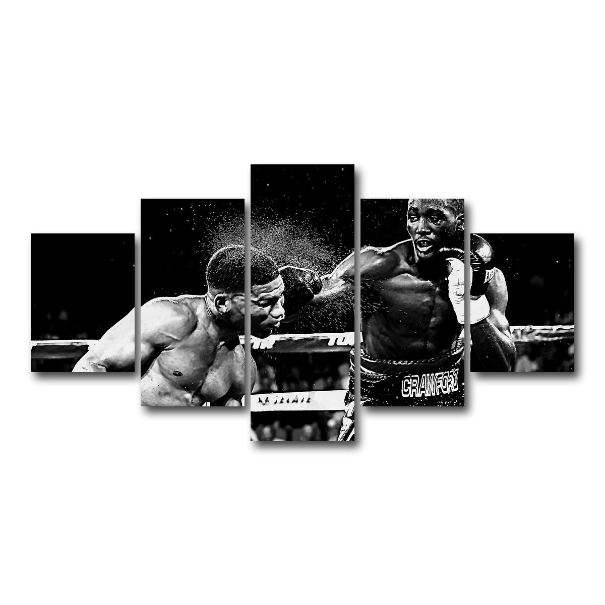 AUTO-MOCKUP WHITE | Terence Crawford Grayscale | 5 Piece | Gallery Wrap Canvas | group=5_short