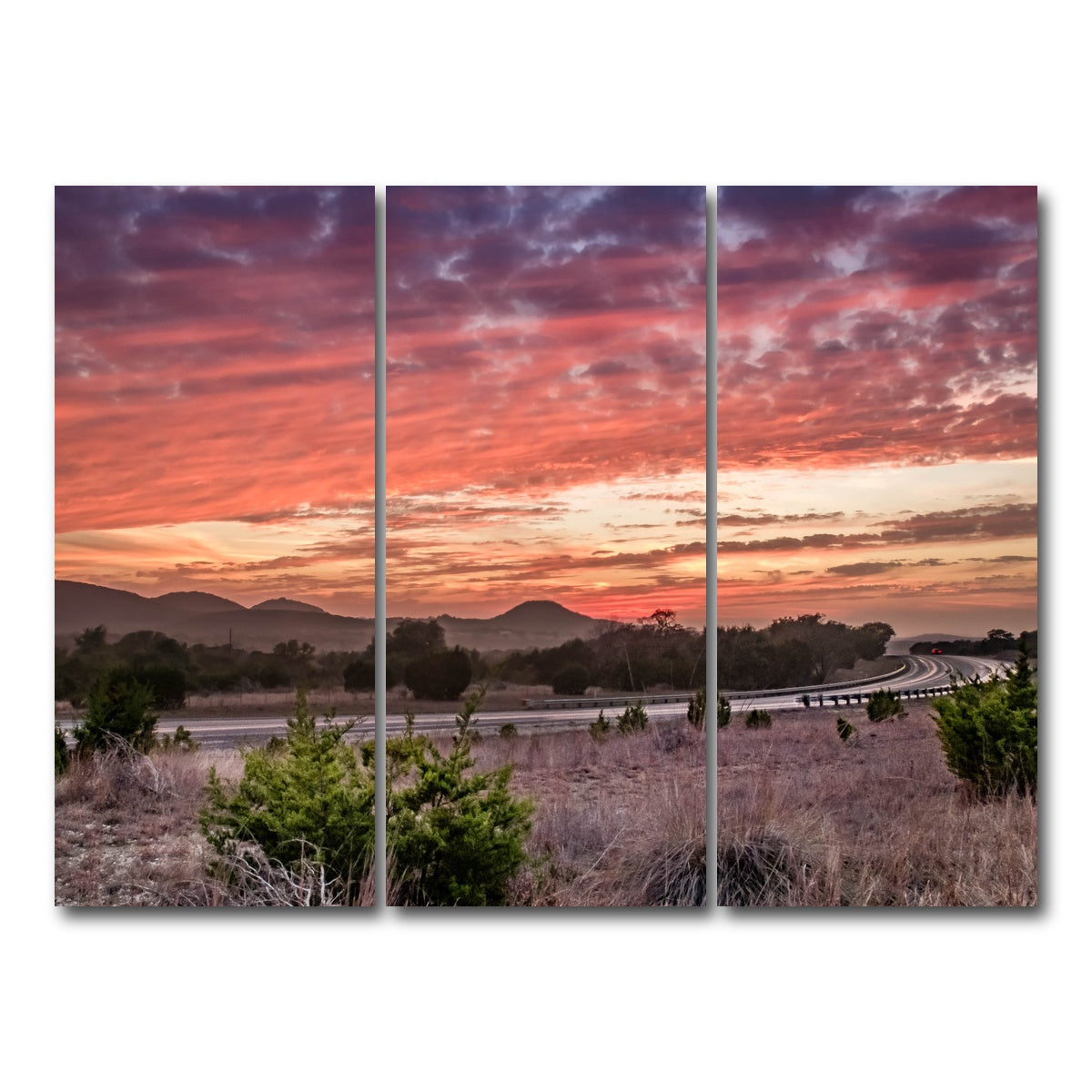 AUTO-MOCKUP WHITE | Texas Hill Country sunset | 3 Piece | Gallery Wrap Canvas | group=8x18