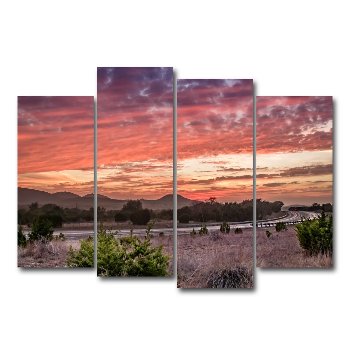AUTO-MOCKUP WHITE | Texas Hill Country sunset | 4 Piece | Gallery Wrap Canvas | group=4_normal