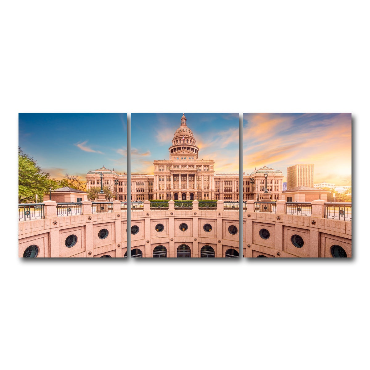 AUTO-MOCKUP WHITE | Texas State Capitol Building | 3 Piece | Gallery Wrap Canvas | group=18x24