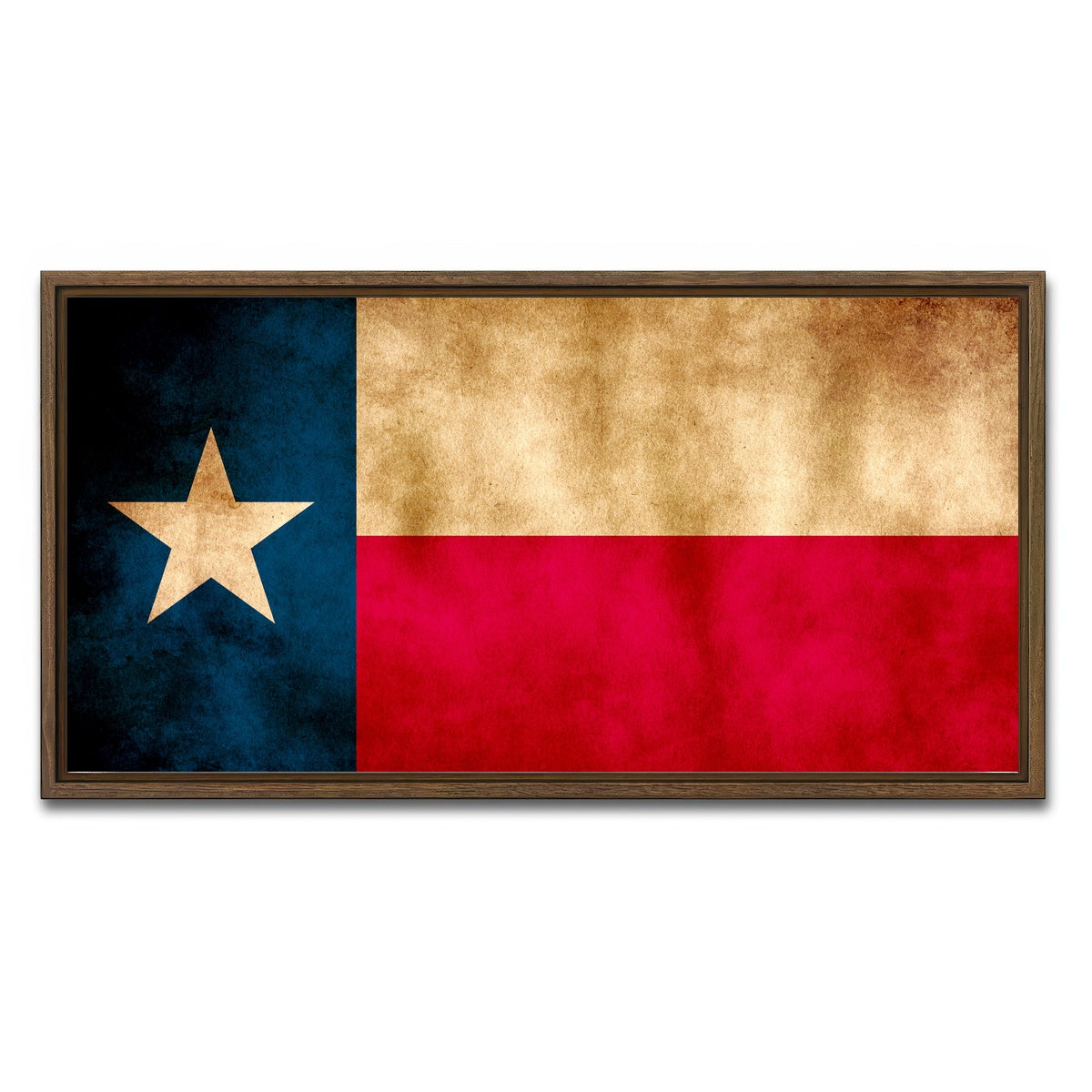 AUTO-MOCKUP WHITE | Texas State Flag | 1 Piece | Walnut Framed Canvas | group=2x1