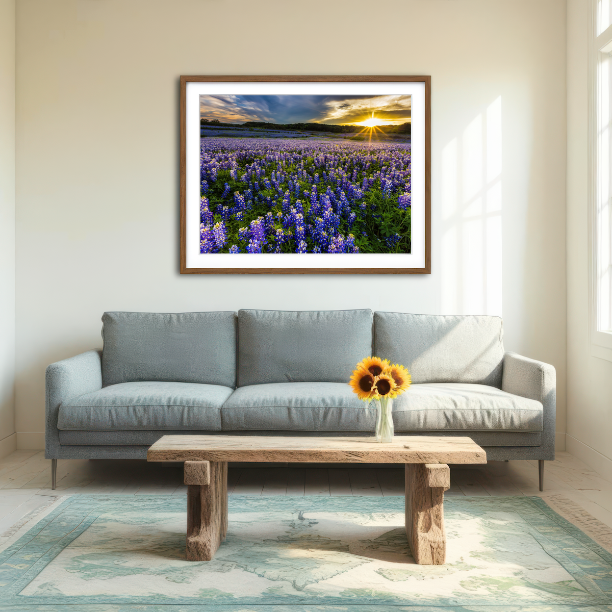 AUTO-MOCKUP ROOM | Texas Bluebonnet Field Muleshoe Bend Wall Art
