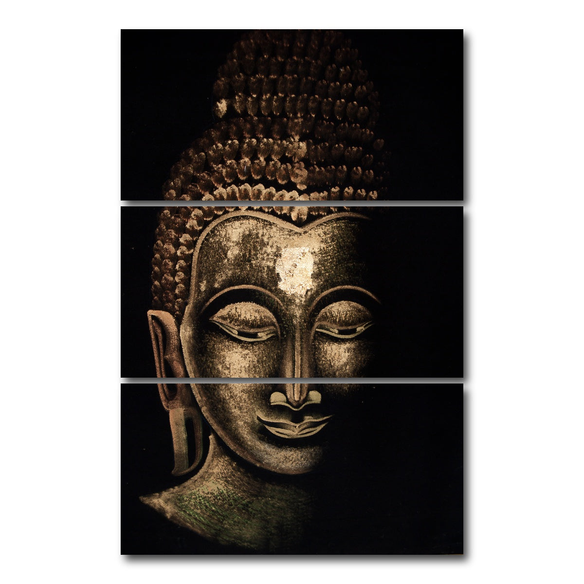 AUTO-MOCKUP WHITE | Thai buddha painting | 3 Piece | Gallery Wrap Canvas | group=12x24_stacked