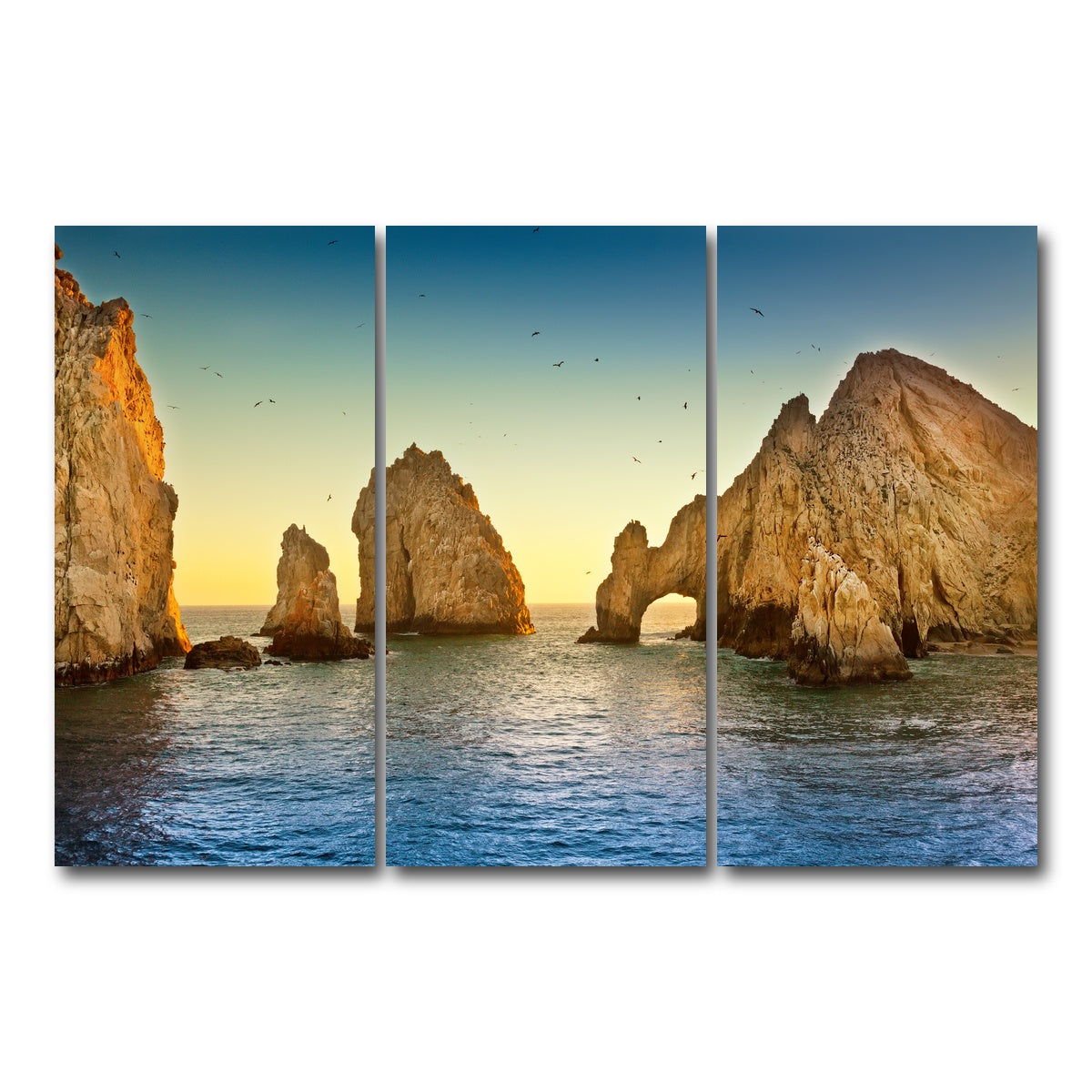 AUTO-MOCKUP WHITE | The Arch Of Cabo San Lucas | 3 Piece | Gallery Wrap Canvas | group=12x24