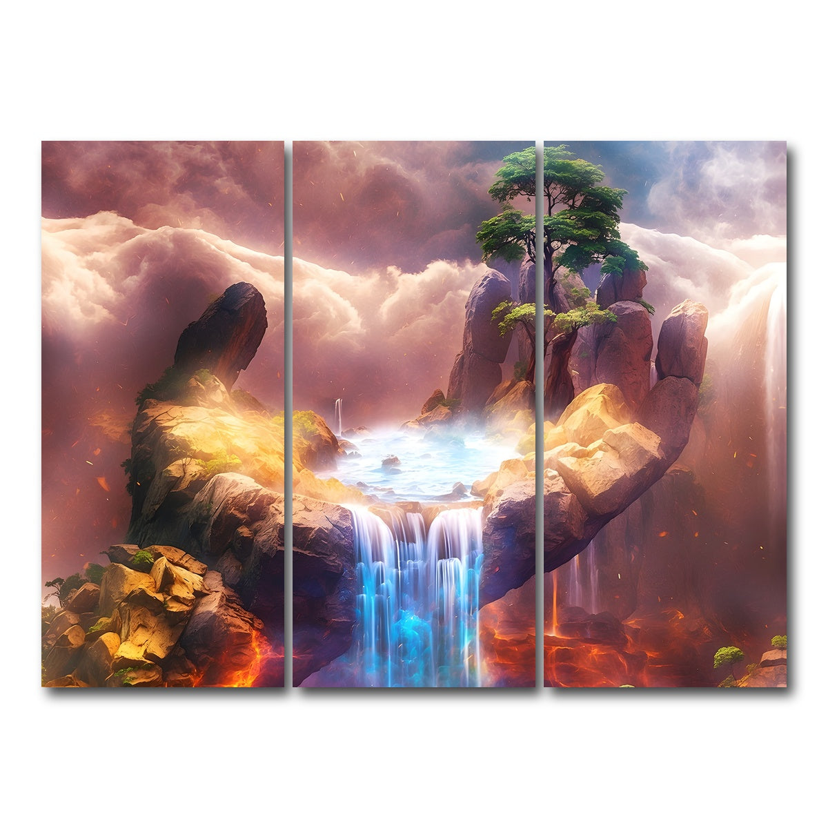 AUTO-MOCKUP WHITE | The Artistry of Nature's Hand | 3 Piece | Gallery Wrap Canvas | group=8x18