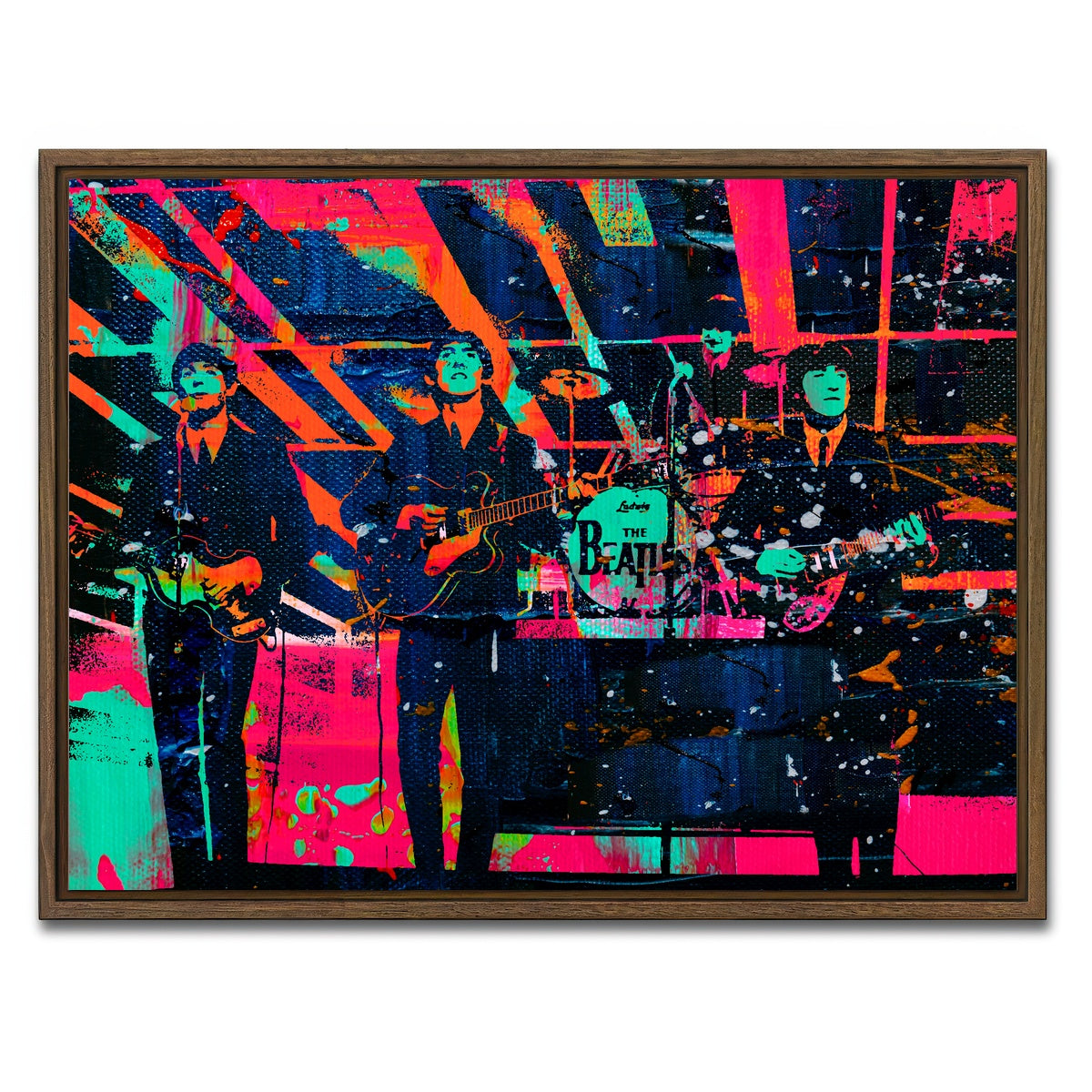 AUTO-MOCKUP WHITE | The Beatles - Ed Sullivan | 1 Piece | Walnut Framed Canvas | group=4x3