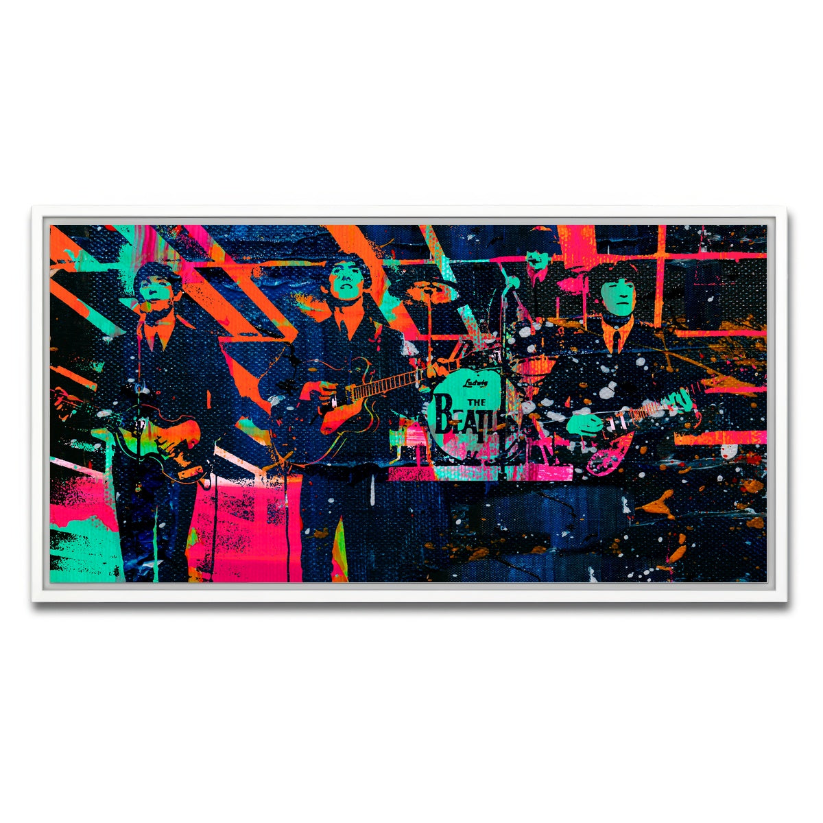 AUTO-MOCKUP WHITE | The Beatles - Ed Sullivan | 1 Piece | White Framed Canvas | group=2x1