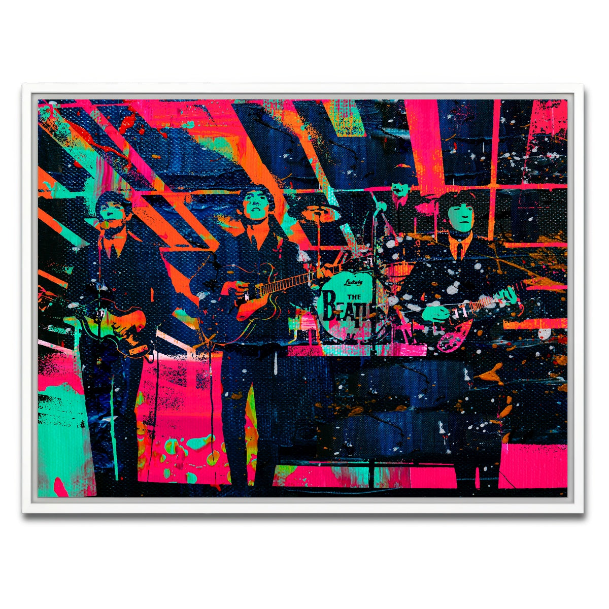 AUTO-MOCKUP WHITE | The Beatles - Ed Sullivan | 1 Piece | White Framed Canvas | group=4x3