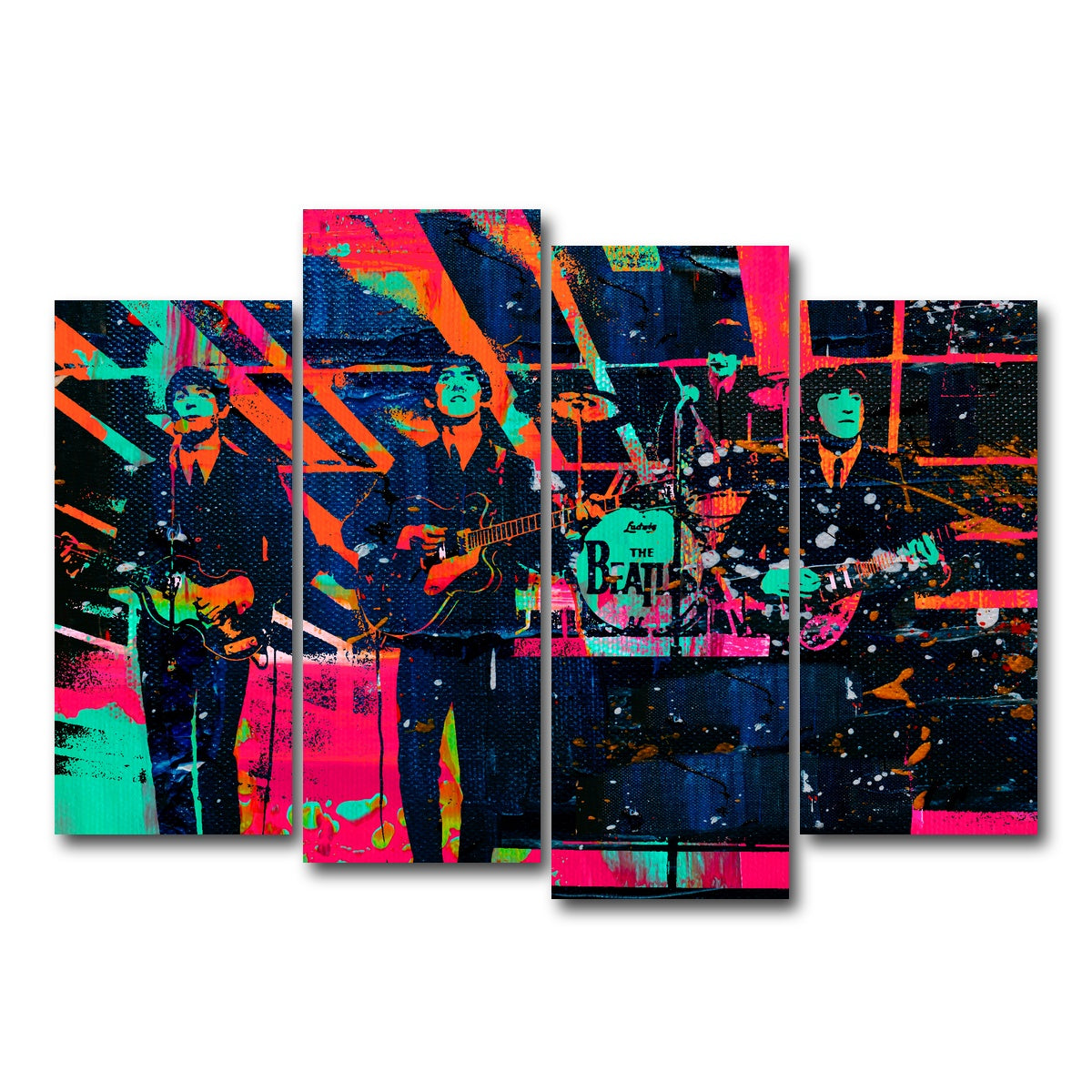 AUTO-MOCKUP WHITE | The Beatles - Ed Sullivan | 4 Piece | Gallery Wrap Canvas | group=4_normal