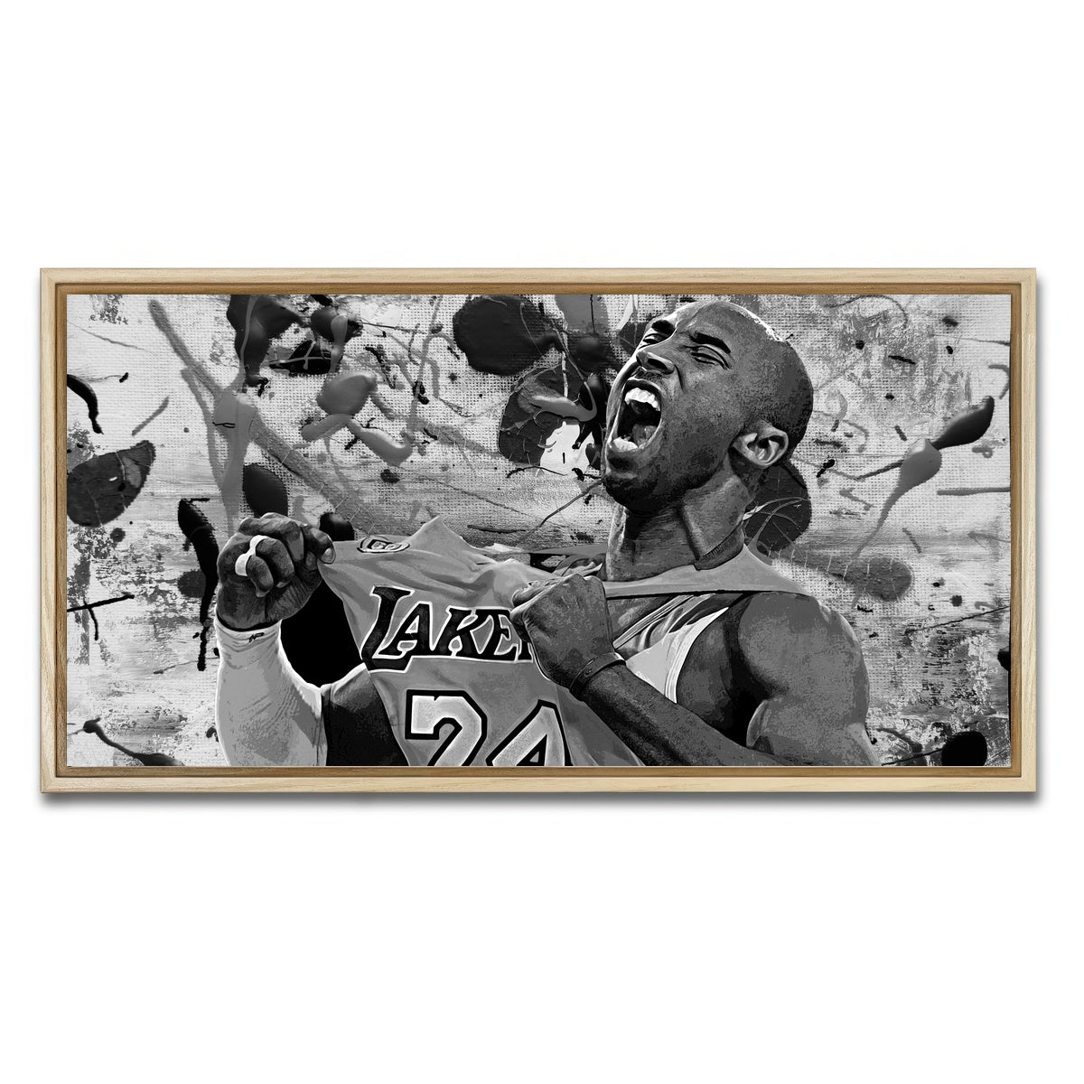 AUTO-MOCKUP WHITE | The Black Mamba Grayscale | 1 Piece | Natural Framed Canvas | group=2x1